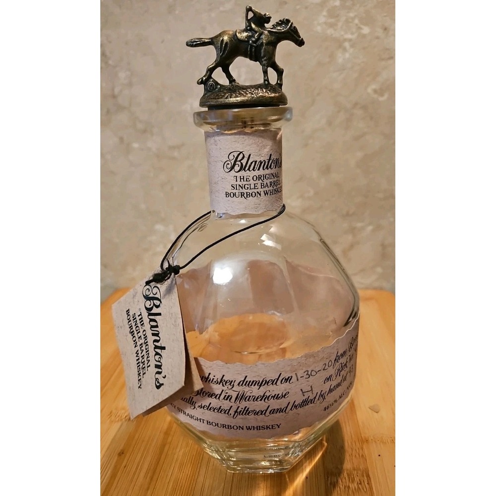 Blanton's Single Barrel Bourbon Whiskey Empty Bottle with Stopper Letter O